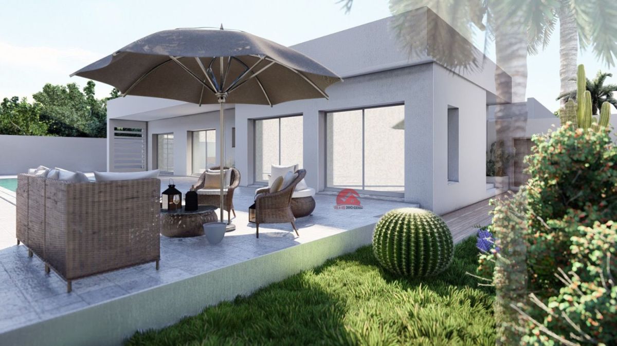 Singlestorey plan model in djerba ref p625 urban area blue title