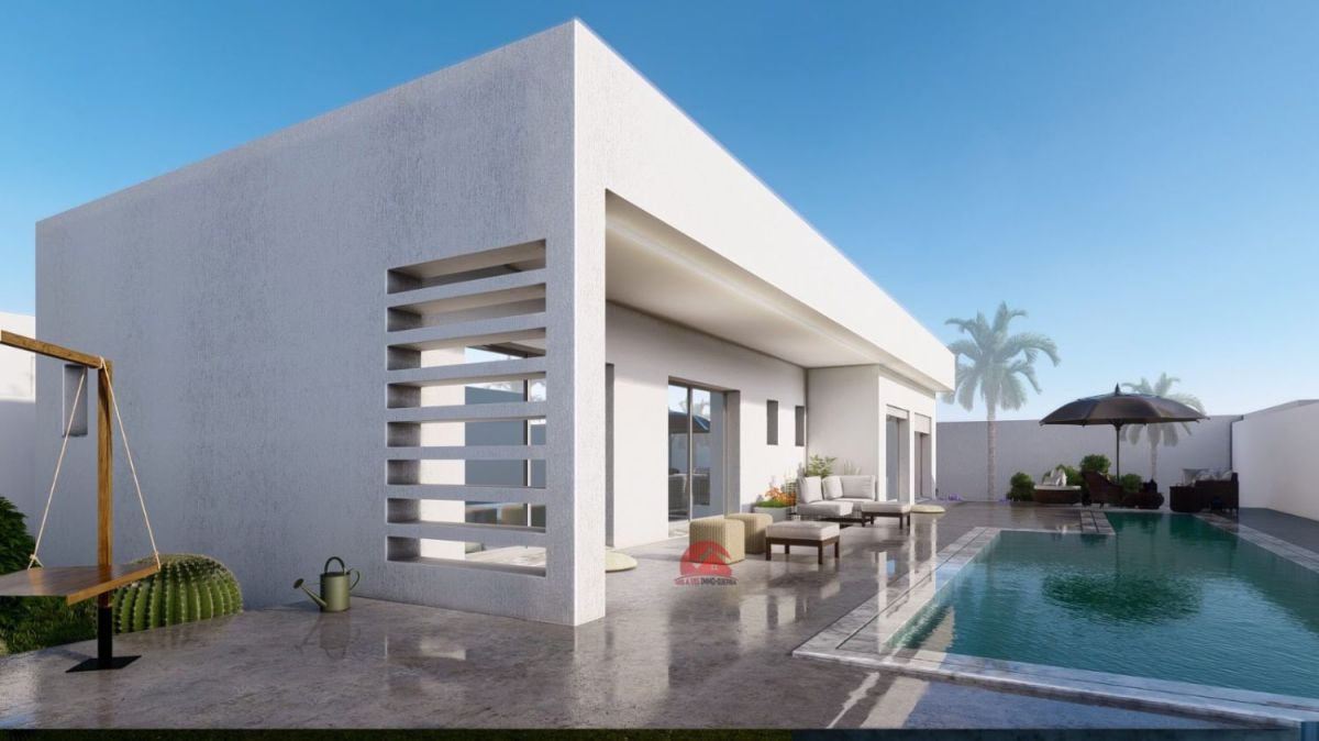 Singlestorey plan model in djerba ref p625 urban area blue title