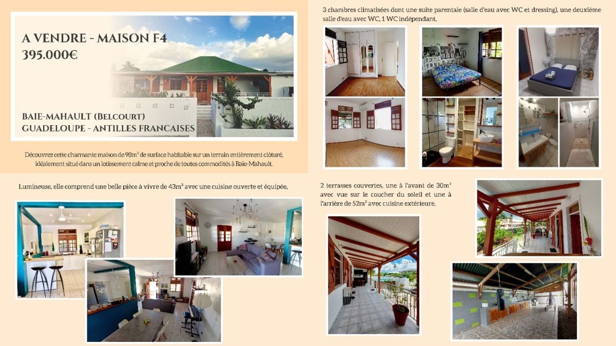 Very pleasant house of 98 m² on land of 400 m², House for sale Baie