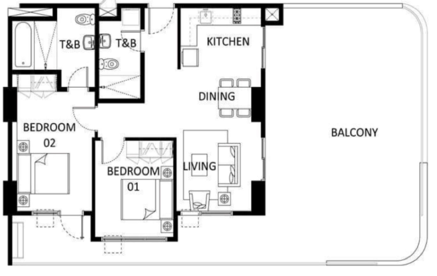 For Rent 2 bedroom; 2 bathroom with Parking at Azure North