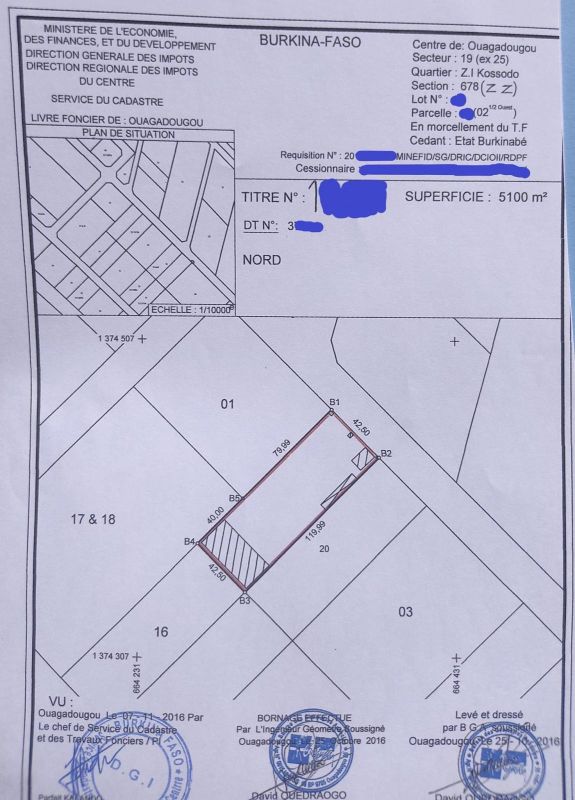 Land for sale in the goughin industrial zone, in Ouagadougou Burkina