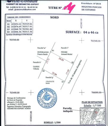 Sale of plot in Cotonou 