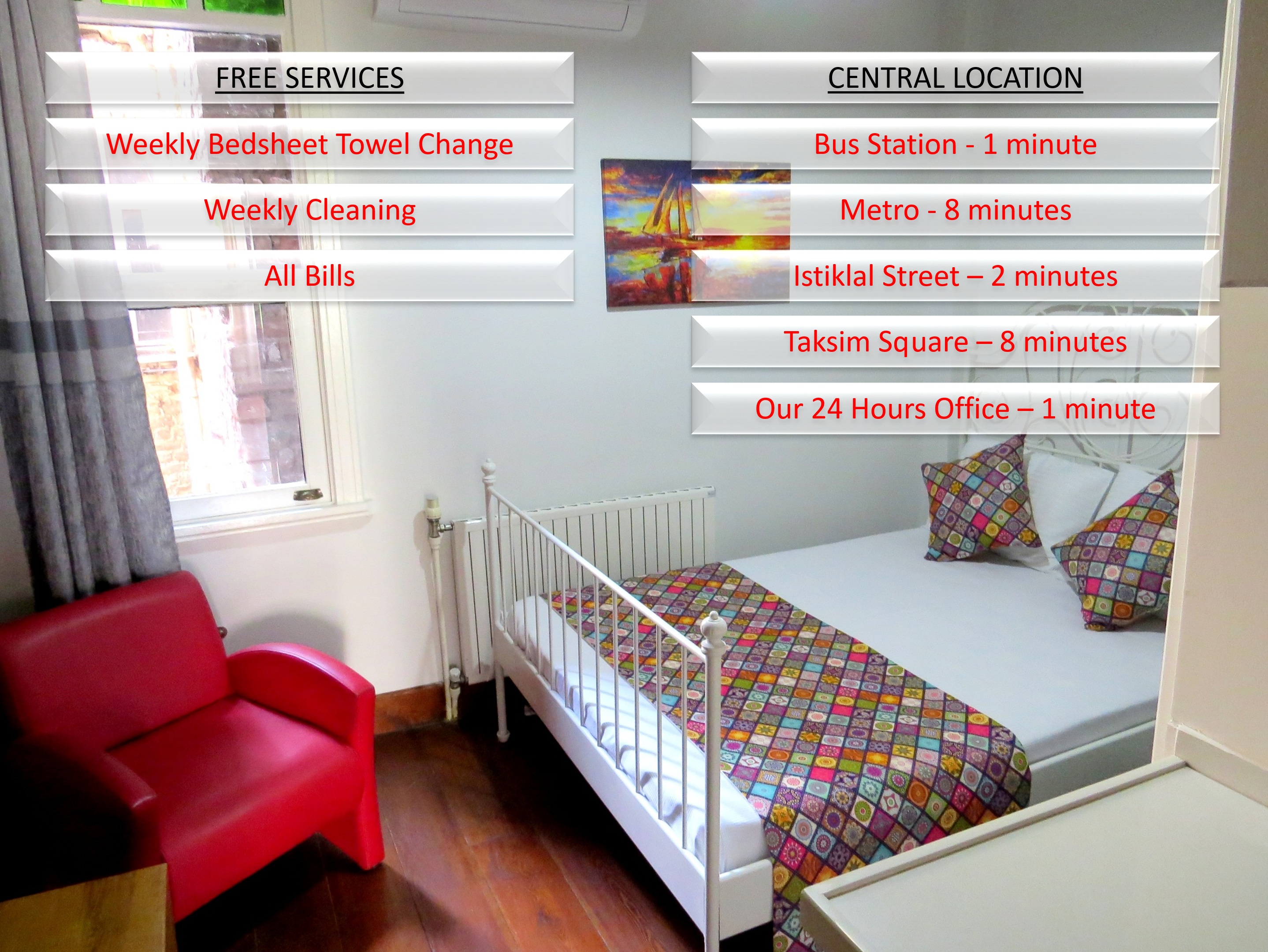 (Taksim) Studio Apartment (Bills and Weekly Cleaning included)