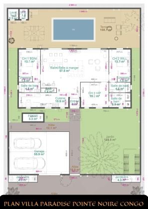 VILLA PARADISE 5 PIECES & PISCINE SIAFOUMOU