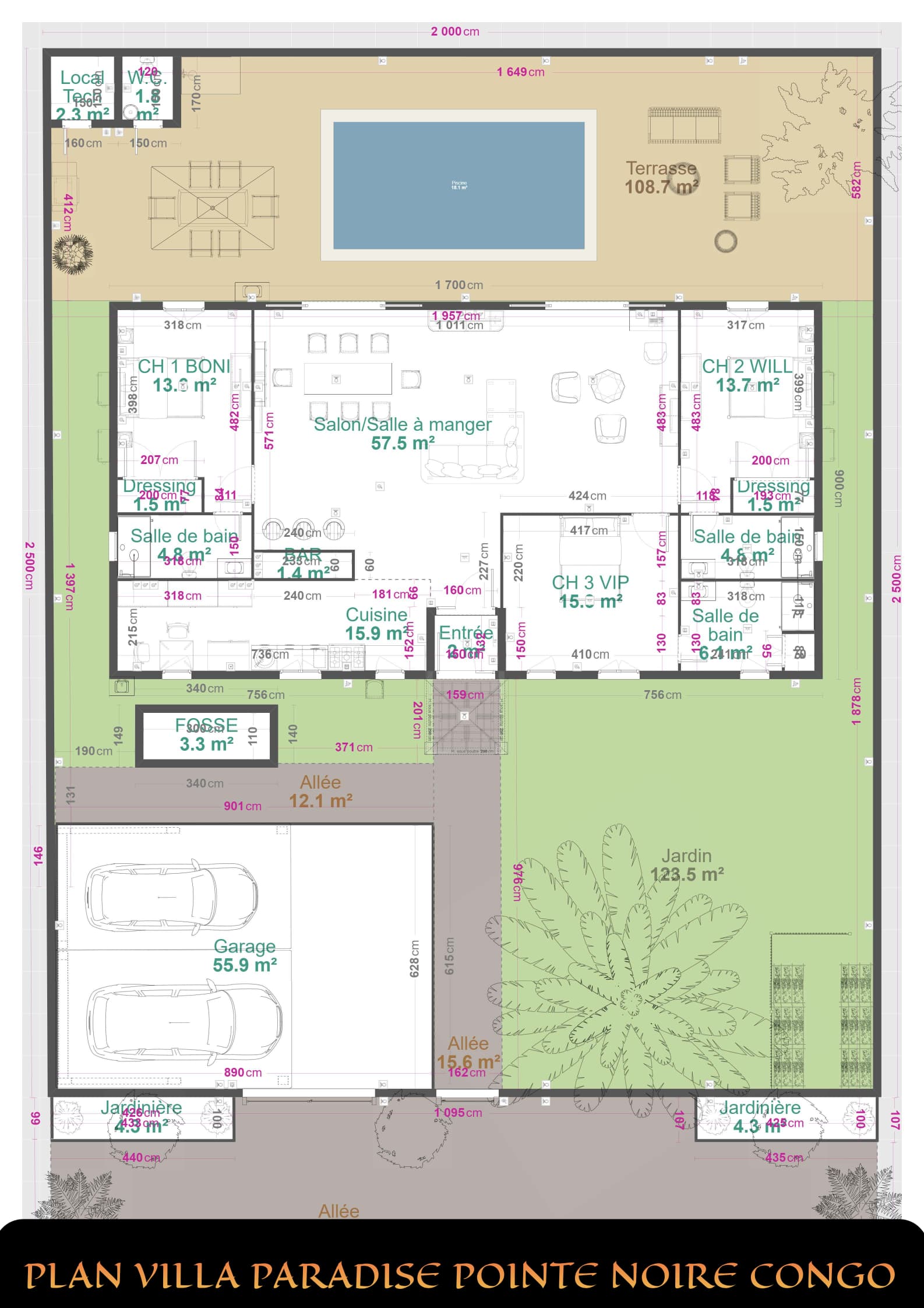 VILLA PARADISE 5 PIECES & PISCINE SIAFOUMOU
