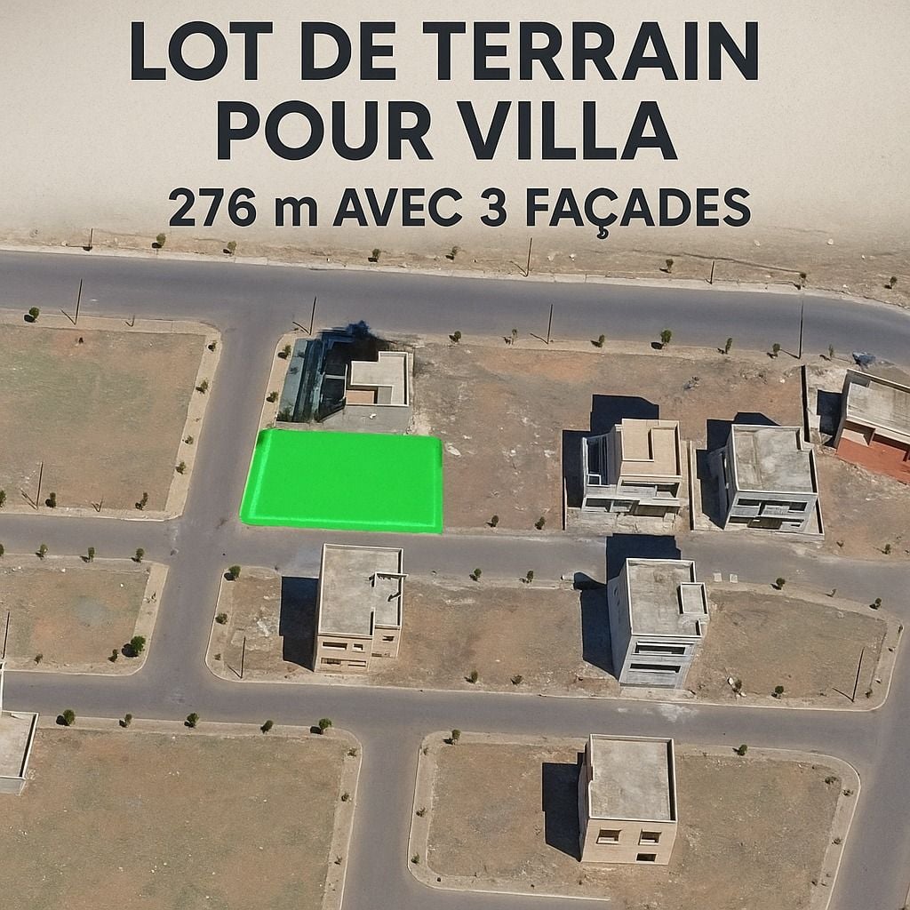 &#55356;&#57313; Terrain à vendre – 276 m², 3 façades (Chouka) – Marrakech