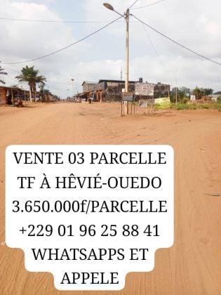 Vente 03 parcelles TF à HÊVIÉ Centre avec Titre ...