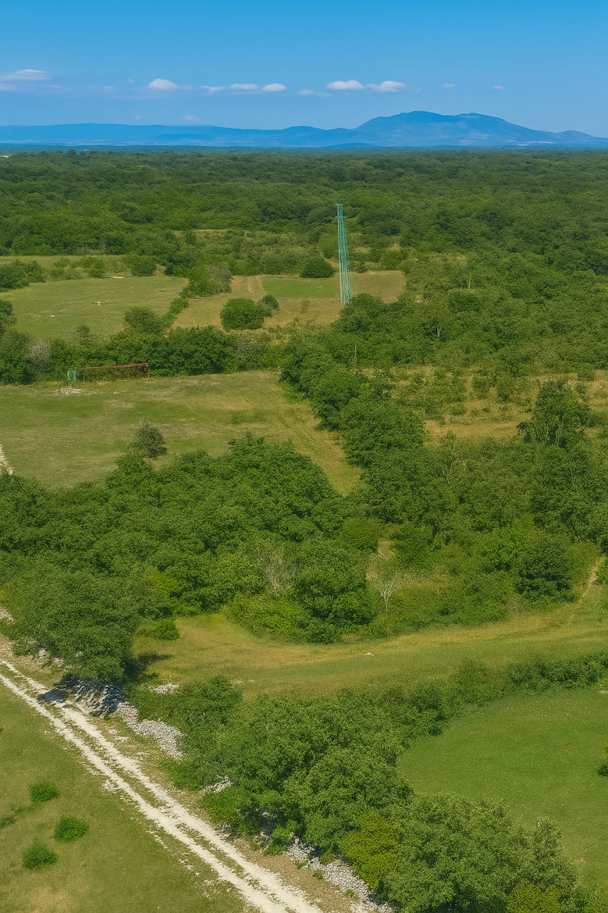 Croacia, Istria, Svetvinčenat, Parcela de 12.840 m² | Permiso de construcción para casa y piscina | Puerta croata incluida