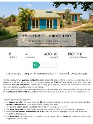 LOCATION VILLA - AMBATOMARO 