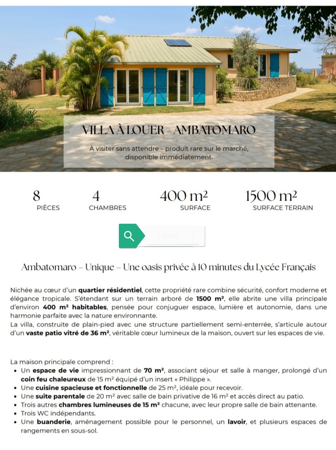 LOCATION VILLA - AMBATOMARO