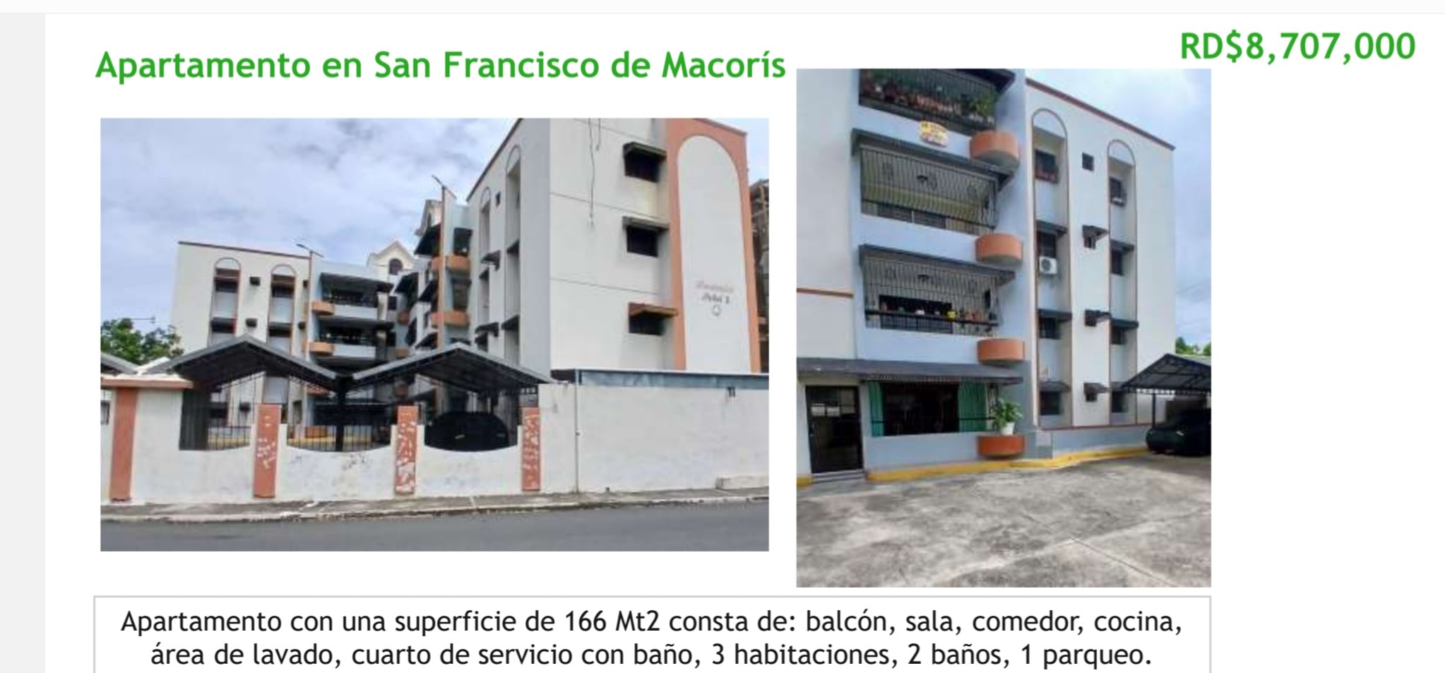 VENDO APARTAMENTO EN SAN FRANCISCO DE MACORIS CON 166 MTS
