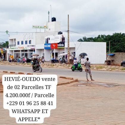 BÉNIN TF À HEVIÉ CENTRE-OUEDO vente de 02 PARCELLES 