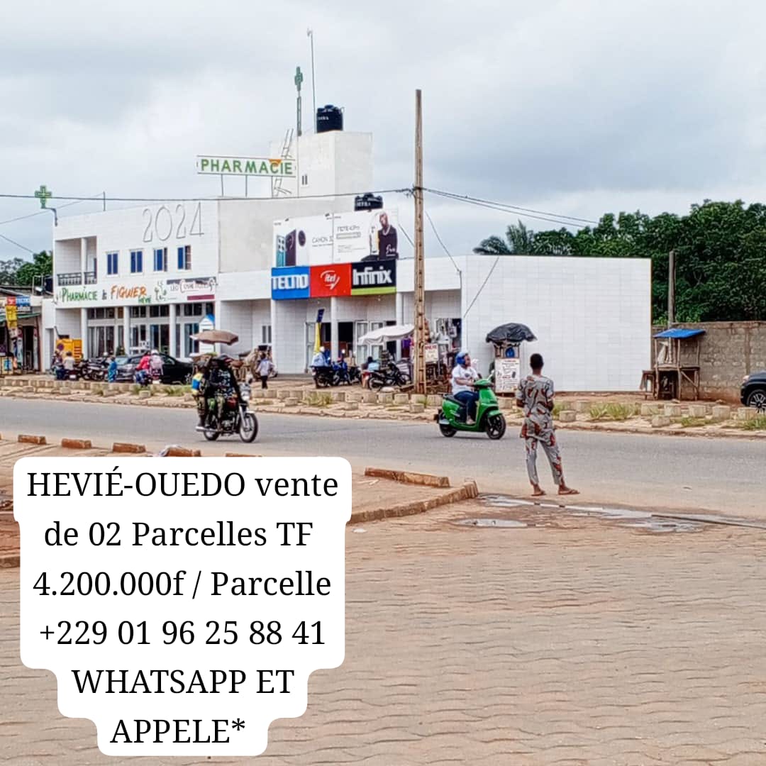BÉNIN TF À HEVIÉ CENTRE-OUEDO vente de 02 PARCELLES 