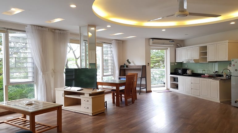 Bright one bedroom apartment with lake – view in Truc Bach, Ba Dinh district for rent