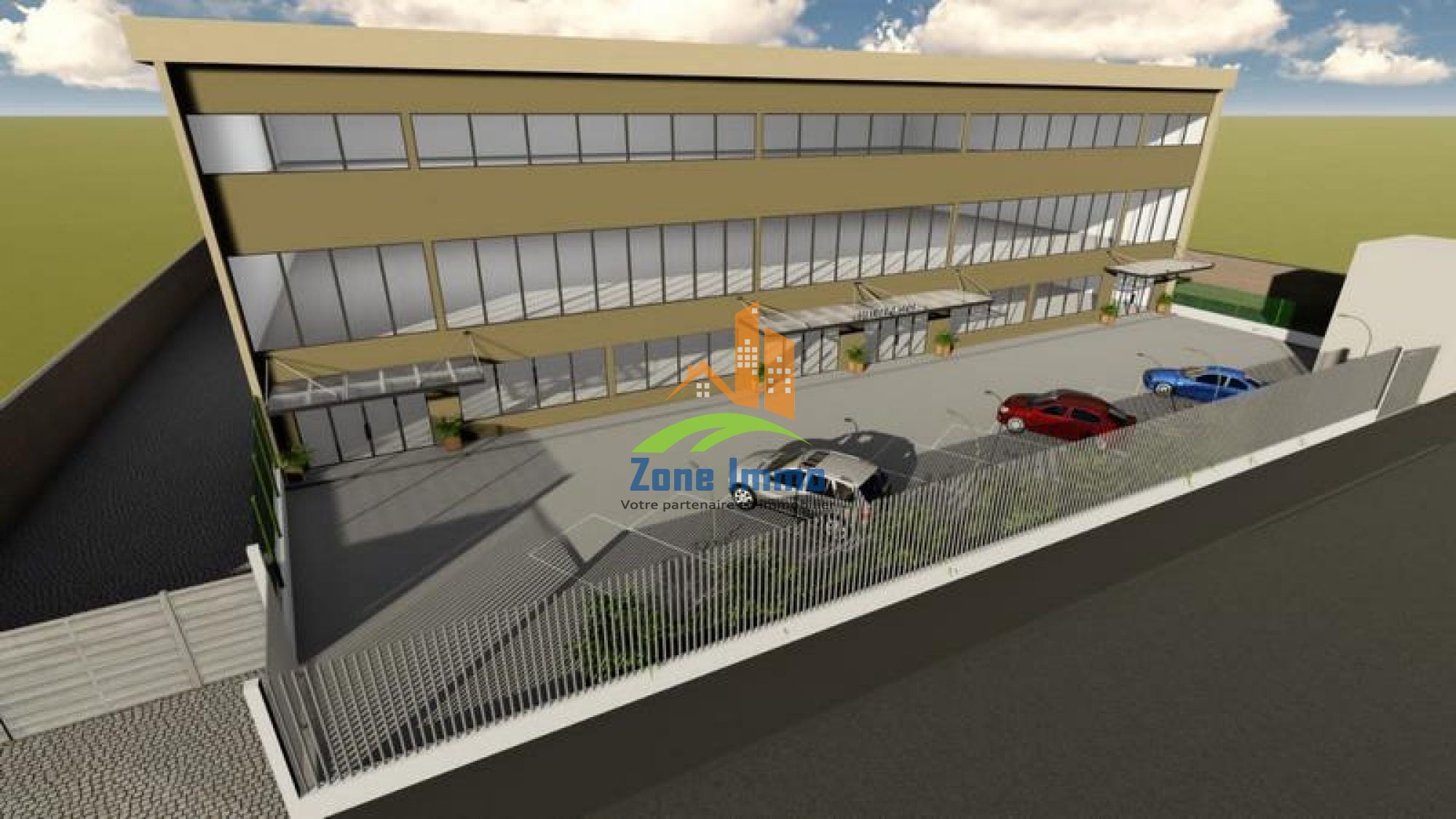 Immeuble de standing de 3.000m² avec grand parking en centre-ville.