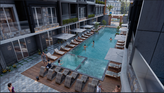 Appartement 1 chambre de 66 m² avec vue sur la piscine à ...