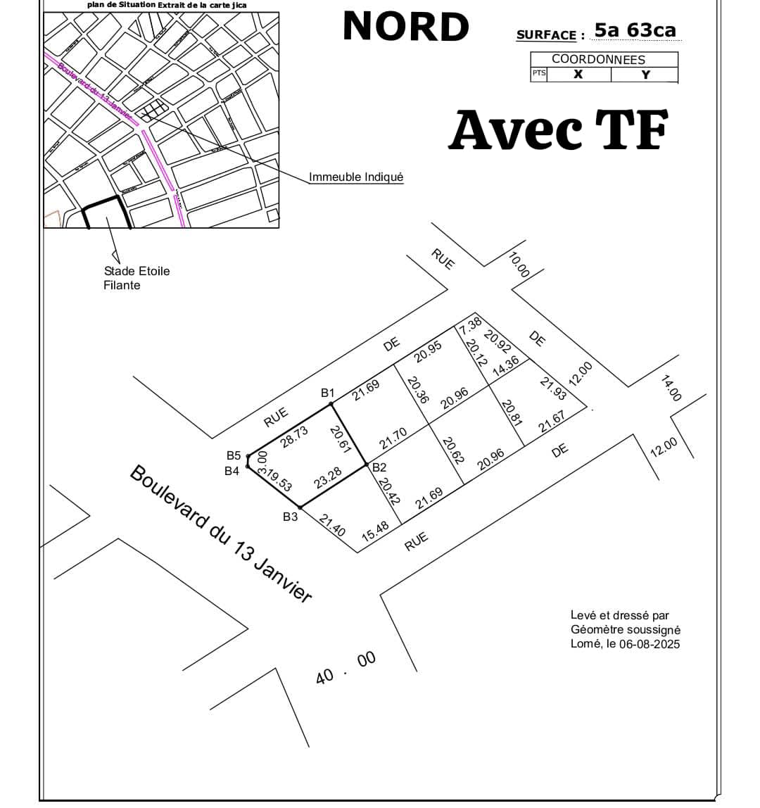 Parcelle de 01 lot angle rues en vente au bord du Boulevard à Dékon(LOMÉ-TOGO)