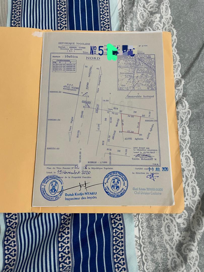 Parcelle solidement clôturée de 1001 m² avec 03 Compteurs Cash power à liquider à SANGUÉRA KLÉMÉ CHÂTEAU (LOMÉ-TOGO)