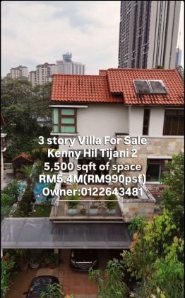 3 story villa Tijani 2 Langgak Tunku Kenny hill selling @990 per sq ft