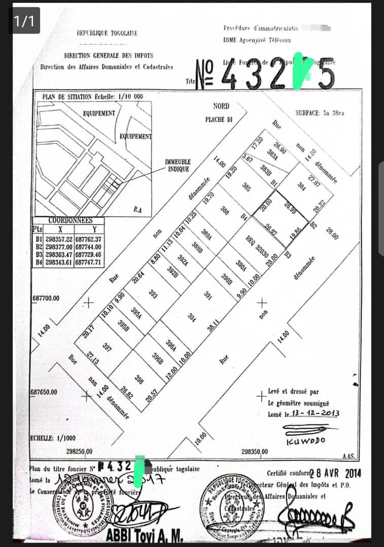 TERRENO EN VENTA EN AGOÉ TELESOU