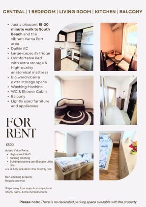Warm & Welcoming 1-Bedroom Apartment in Varna Center