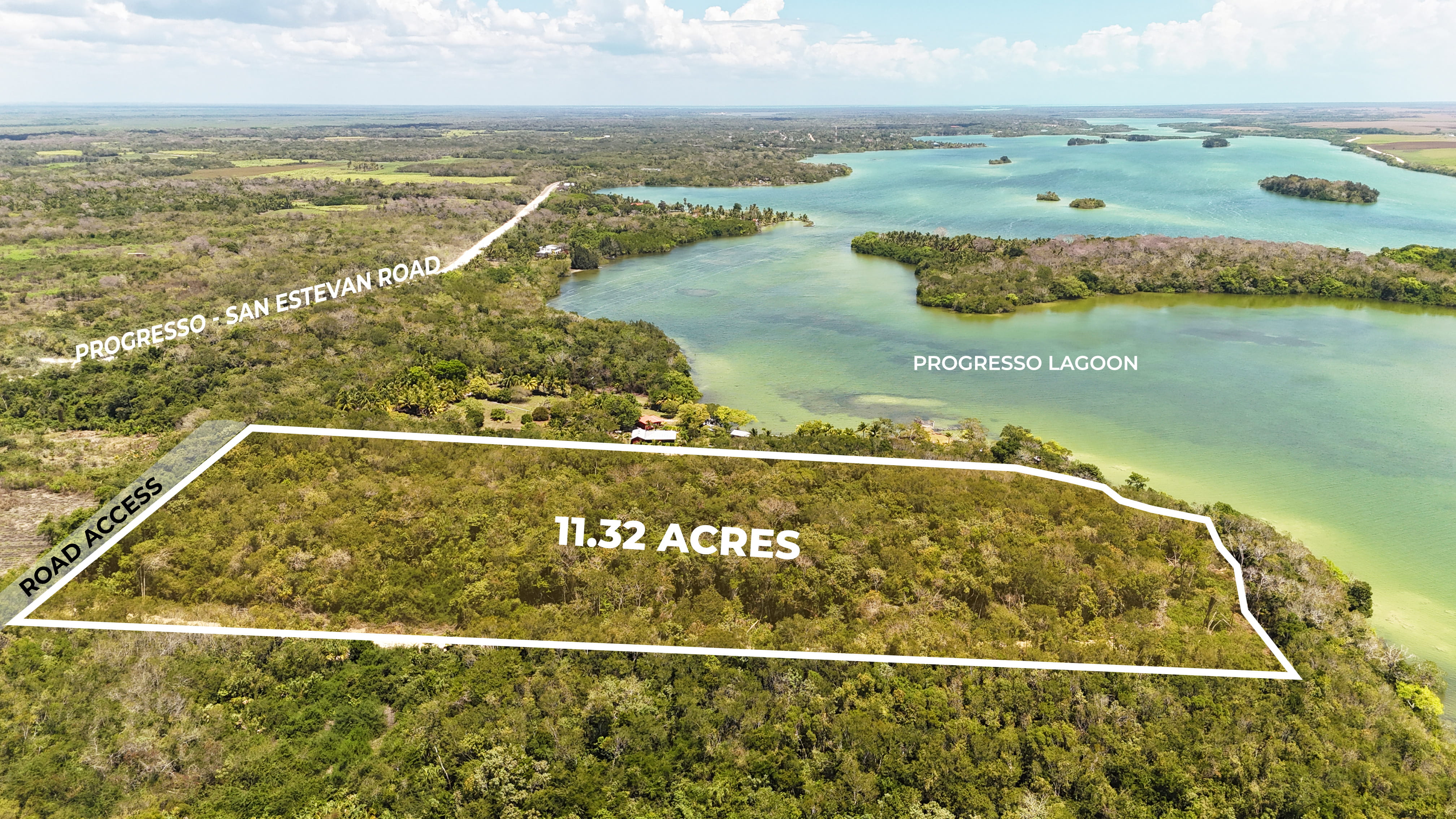 Terreno sopraelevato fronte laguna di 11,32 acri – Progresso Shores, Corozal