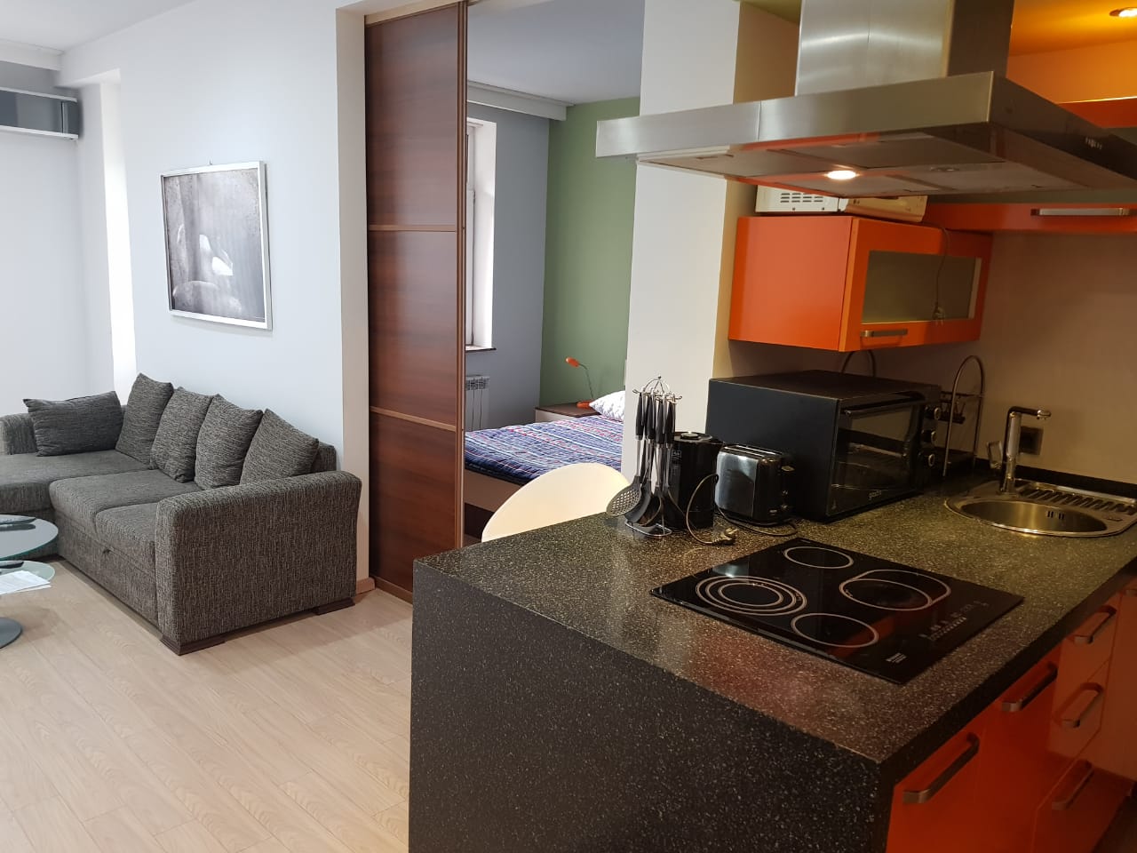 Nasimi area . 1 bedroom apartment for rent in the building close to the 28 metro, Port Baku,Samed Vurgun park and Cresent mall.