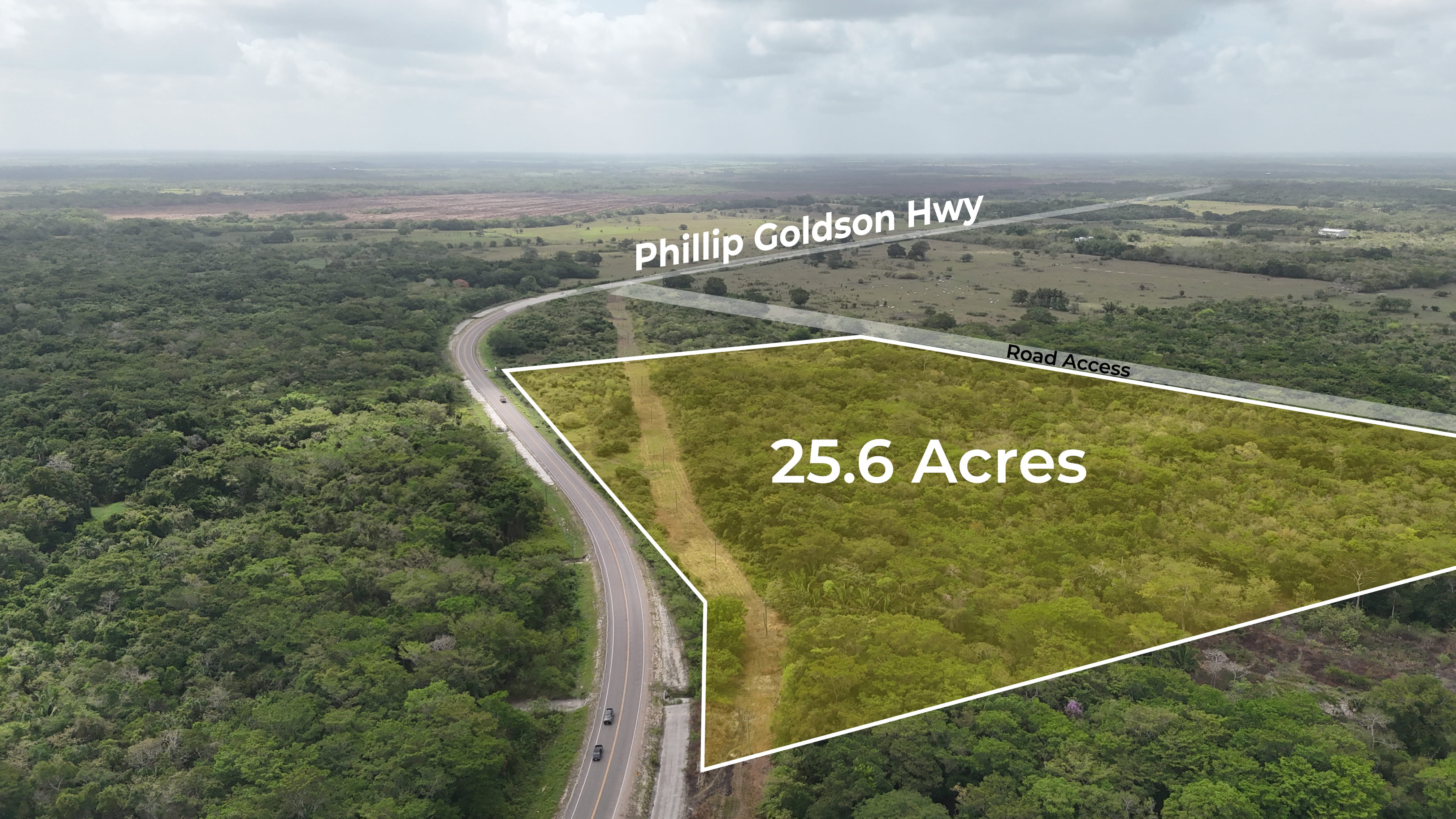 Terrain commercial de premier choix de 26,24 acres en bordure d'autoroute – Quartier d'Orange Walk, Belize