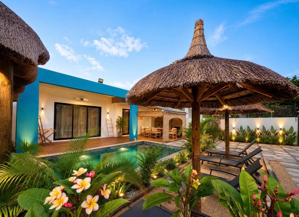 Location longue durée – Villa avec piscine privée et jardin tropical à Péreybère**