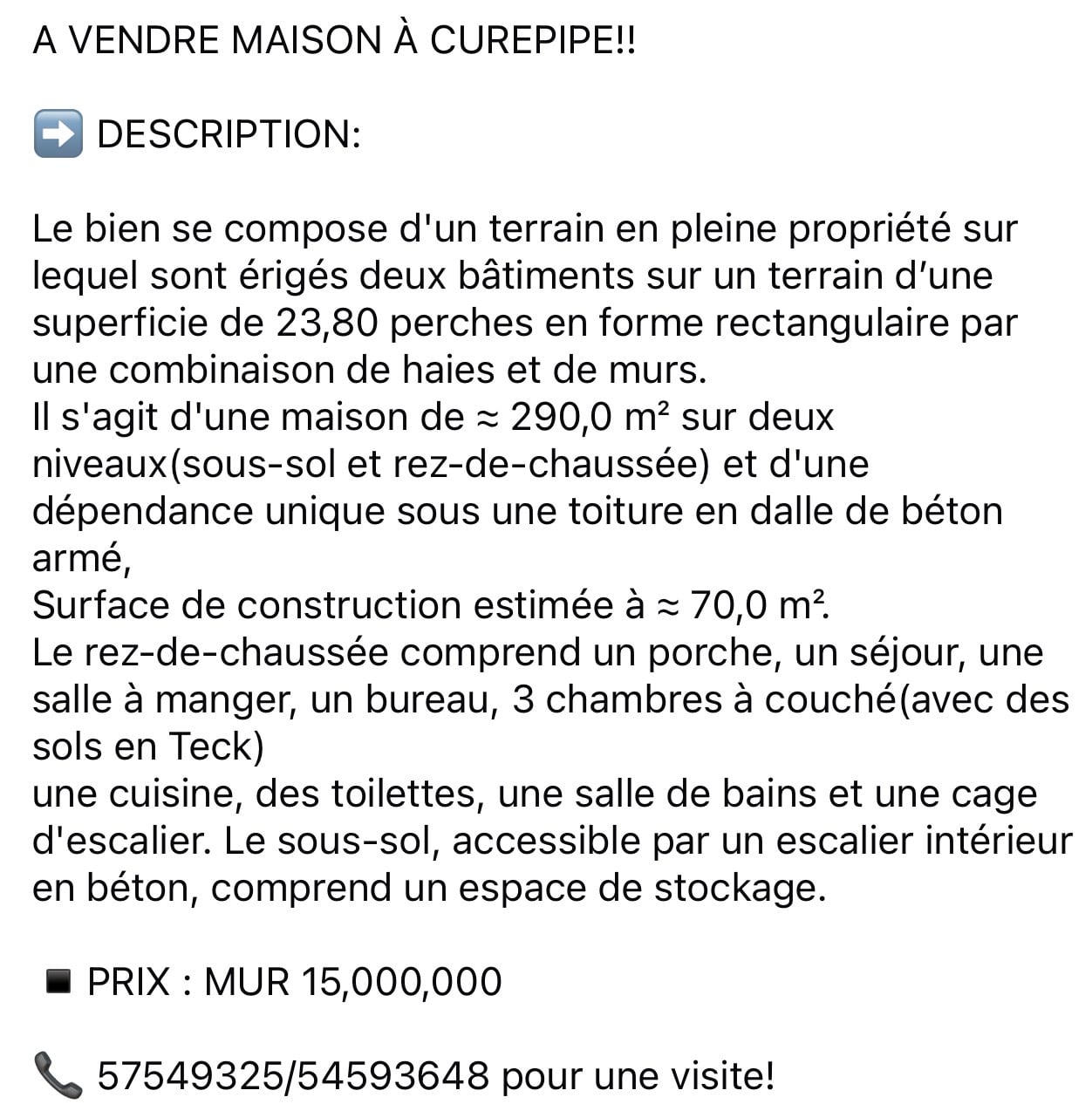 Maison à Vendre à Curepipe