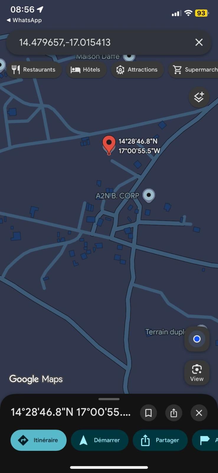 Terrain de 500 mètres carrés à vendre à Nguérigne Sénégal