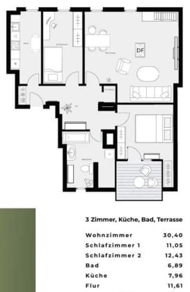 Ready-furnished 3-room penthouse for rent