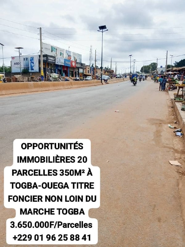 *OPPORTUNITÉS IMMOBILIÈRES à TOGBA OUEGA AGUE 3500m² à 3.650.000f +229 01 96 25 88 41 WhatsApp*